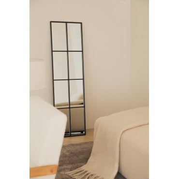 Metalen Wandspiegel Met Raameffect (40x130 Cm) Rania Zwart - Sklum