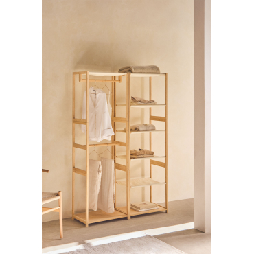 Deneb Bamboe 2-delige Open Modulaire Kledingkast Met Planken En Kledingrek Natuurlijk - Sklum