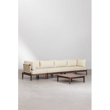 Giulia Modulaire 4-delige Loungeset Met 2 Hoekfauteuils En Salontafel In Acacia Beige – Crème - Sklum