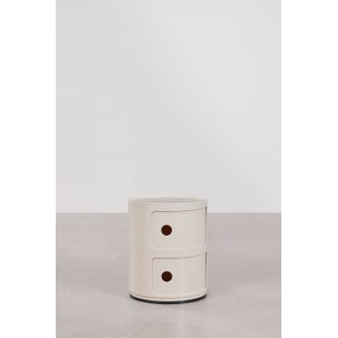 Set Van 2 Ronde Nachtkastjes Met Planken Babel Tapioca Beige & 2 Lades - Sklum