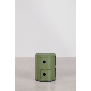 Set Van 2 Ronde Nachtkastjes Met Planken Babel Groen – Intens Olijf & 2 Lades - Sklum