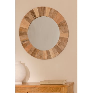 Ronde Wandspiegel Ø55 Cm In Lanzarote Mangohout Mangohout - Sklum