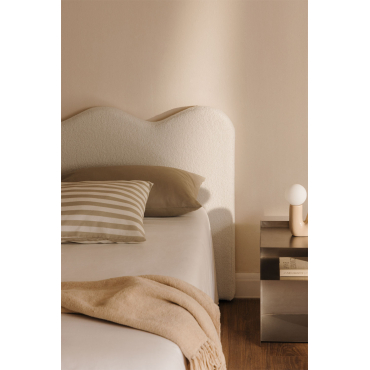 180 Cm Fausto Schapenvacht Hoofdbord Chenille White & 150 Cm - Sklum