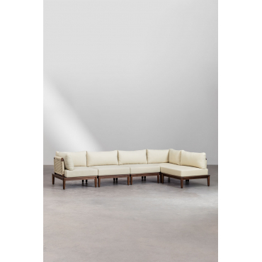 Giulia 5-delige Modulaire Acacia Hoekbank Beige – Crème - Sklum