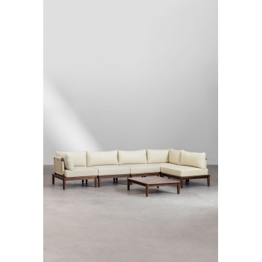 Giulia Modulaire Hoekbankset Met 5 Delen En Salontafel In Acacia Beige – Crème - Sklum