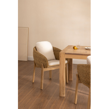 Set Van 2 Leilan Eetkamerstoelen Met Armleuningen In Acaciahout En Synthetisch Rotan Acacia Bruin - Sklum