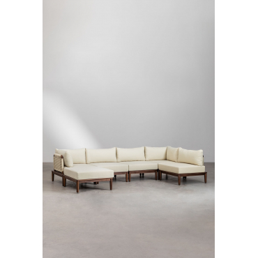Giulia 5-delige Modulaire Hoekbank En Poef In Acacia Beige – Crème - Sklum