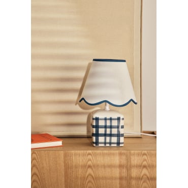 Pirela Tafellamp Van Keramiek En Linnen, 35 Cm Marine Blauw - Sklum
