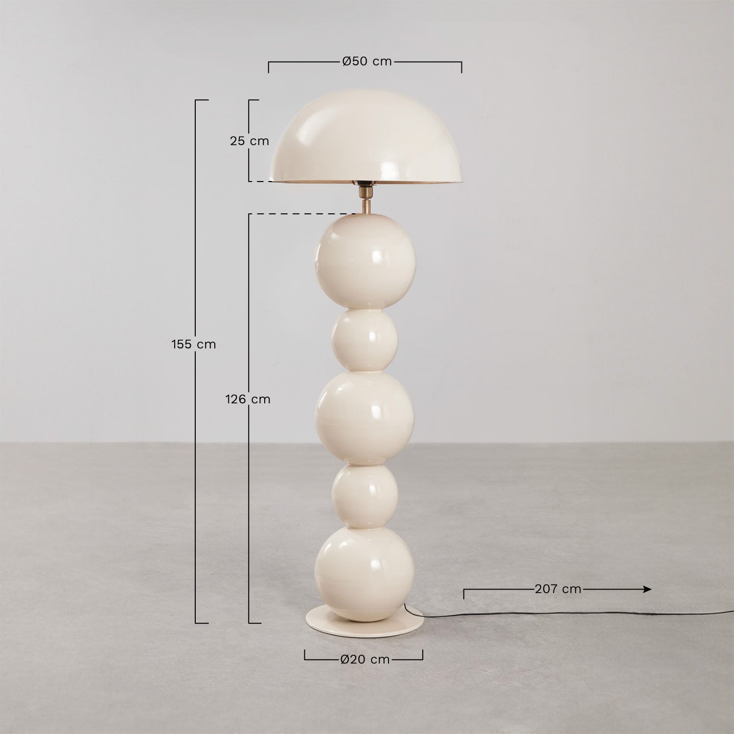 Boulia ijzeren vloerlamp, AFMETINGEN