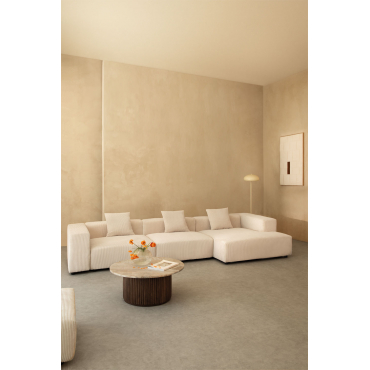 Modulaire Bank Met Chaise Longue Rechts, 3-delig (↔︎375 Cm) Met Hoge Armleuning Bruna Corduroy Beige – Linnen - Sklum