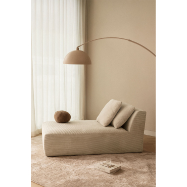 Temple Vacuümverpakte Corduroy Chaise Longue Stoel Corduroy Beige – Linnen - Sklum