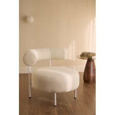 Arieta Fauteuil In Bouclé Stof Uit Witte Bouclé Stof - Sklum
