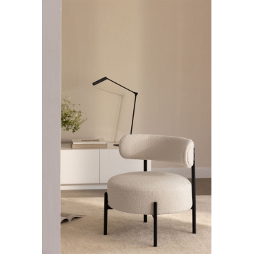 Anisa Gestoffeerde Fauteuil Zwart & Bouclé Wit - Sklum