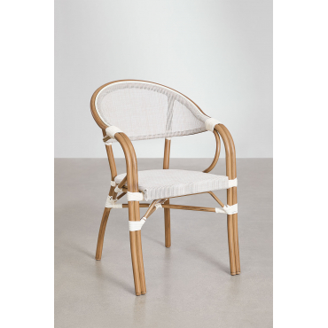 Pakket Van 4 Brielle Bistro Aluminium Stapelbare Eetkamerstoelen Met Armleuningen Gardenia Wit - Sklum