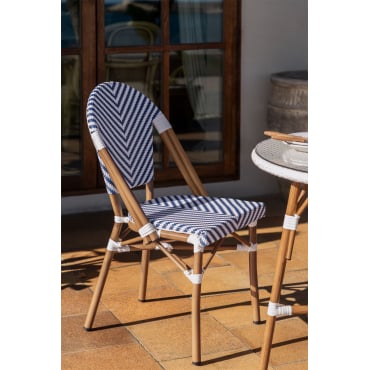 Set Van 2 Brielle Bistro Aluminium Stapelbare Tuinstoelen Ken Blauw - Gardenia Wit - Sklum