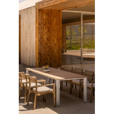 Tuin Tafel Rechthoekig Van Aluminium En Teakhout Sirka Licht Teakhout & 220 X 100 Cm - Sklum