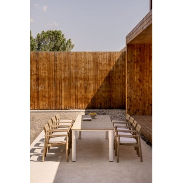 Rechthoekige Tuintafel Van Aluminium En Teakhout Sirka Gardenia Wit & 260 X 100 Cm - Sklum