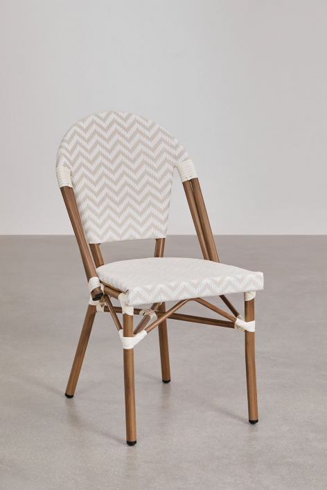 Set van 4 Brielle Bistro aluminium stapelbare eetkamerstoelen - Naakt beige - Gardenia Wit