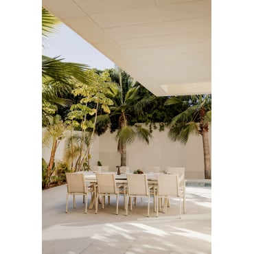 Uitbreidbare Rechthoekige Aluminium Tuintafel Karena Tapioca Beige & 240 - 300 X 100 Cm - Sklum