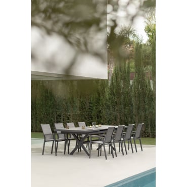 Uitbreidbare Rechthoekige Aluminium Tuin Tafel Karena Grijs – Grafiet & 240 - 300 X 100 Cm - Sklum