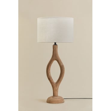 Mangohouten Tafellamp Gracia Mangohout & Gebroken Wit Ø30 Cm - ↑25 Cm Arlina - Sklum