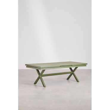 Karena Uitschuifbare Rechthoekige Aluminium Eettafel Groen – Intens Olijf & 240 - 300 X 90 Cm - Sklum