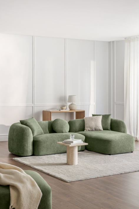 2-delige modulaire chaise longue-bank rechts, in Coco Chenille - Chenille Sage Green