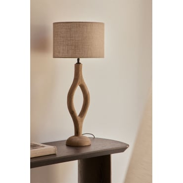 Mangohouten Tafellamp Gracia Mangohout & Beige Linnen Ø30 Cm - ↑20 Cm Arlina - Sklum