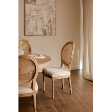 Set Van 2 Sunna Gestoffeerde Mesh Eetkamerstoelen Natuurlijk Hout - Sklum