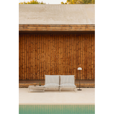 Amaro 2-delige Modulaire Tuinset Met Bank En Omvormbare Bijzettafel Tapioca Beige - Marine Blauw - Sklum