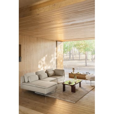 Oriol 3-delige Chaise Longue Modulaire Bank Met Hoekelement Aan De Linkerkant Stof Crème Beige - Sklum