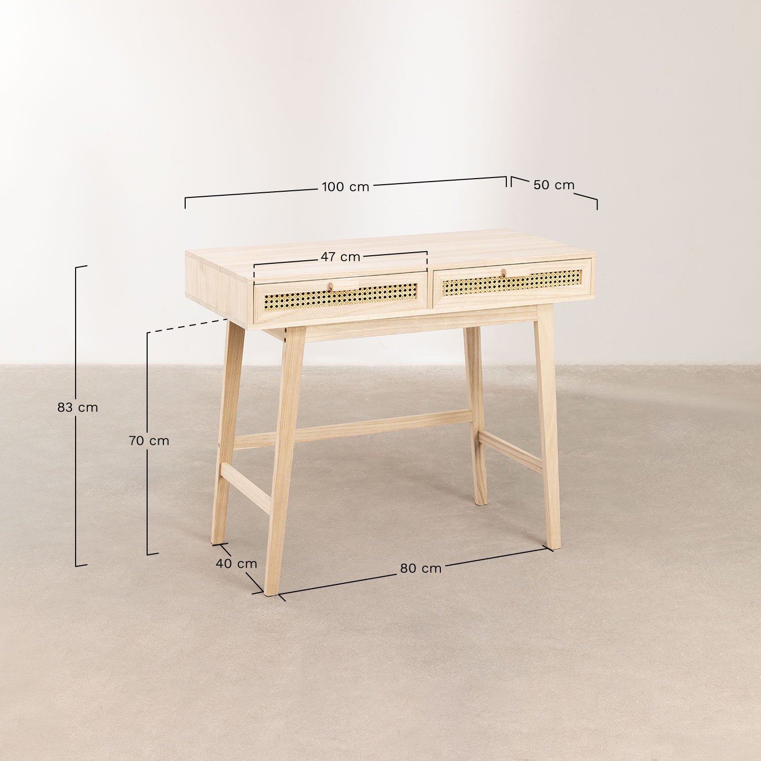 Houten bureau met lades Ralik Design, AFMETINGEN