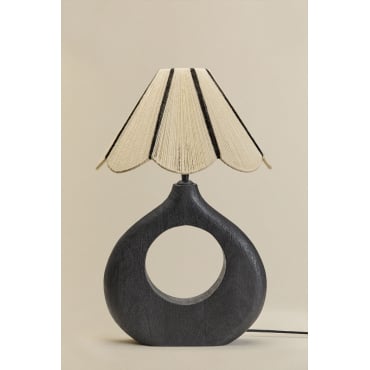 Joana Mangohouten Tafellamp Gewoon Zwart & Wit - Zwart Ø35 Cm - ↑20 Cm Irais - Sklum