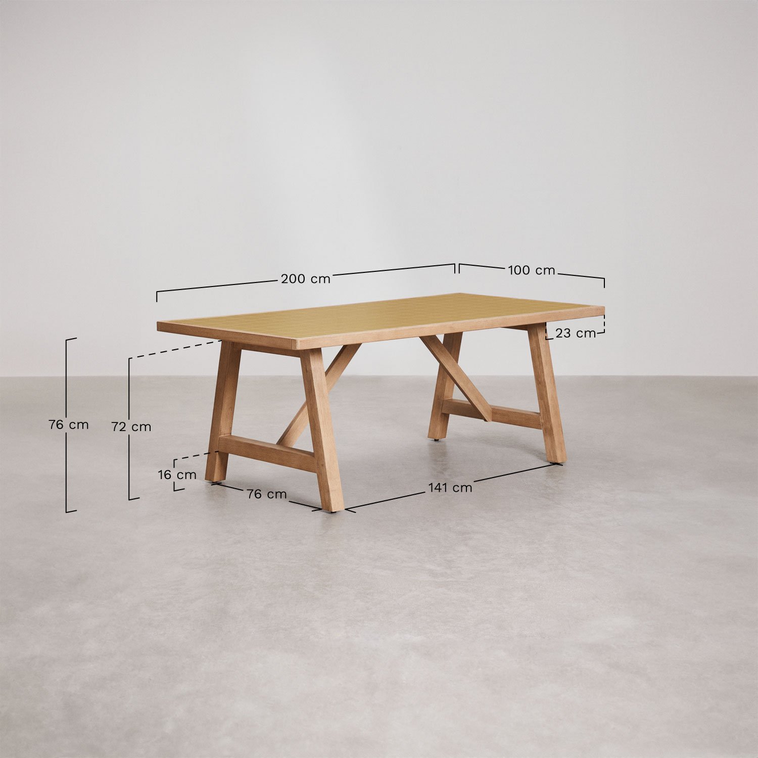 Rectangulaire tuin tafel van acaciahout Dubai, AFMETINGEN