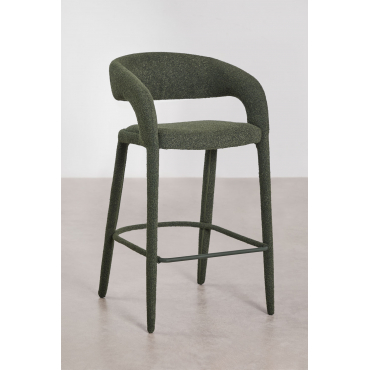 Set Van 4 Hoge Krukken 75 Cm Gestoffeerd Arazeina Bouclé Leger Groen - Sklum