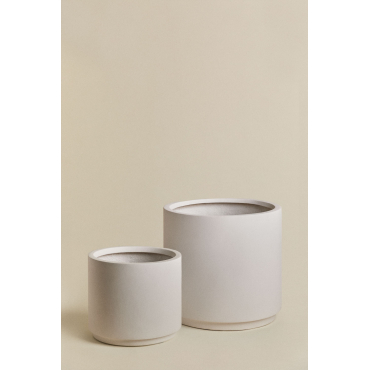 Set Van 2 Potten Ø25 Cm / Ø35 Cm In Polyresin Saturnus Wit - Sklum