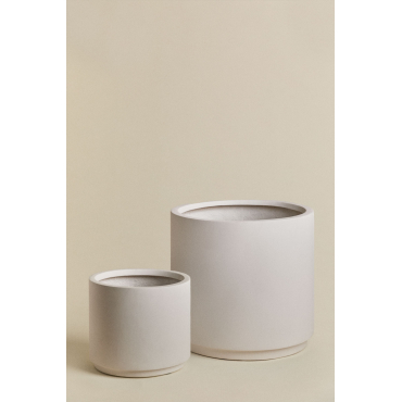 Set Van 2 Buitenpotten Ø45 Cm / Ø25 Cm In Polystone Saturn Wit - Sklum