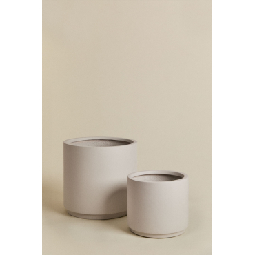 Set Van 2 Buitenpotten Ø35 Cm / Ø25 Cm In Polyresin Saturnus Zand Grijs - Sklum