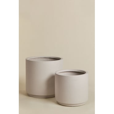 Set Van 2 Bloempotten Ø35 Cm / Ø45 Cm In Polyresin Saturnus Zand Grijs - Sklum