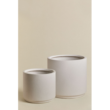 Set Van 2 Buitenpotten Ø45 Cm / Ø35 Cm In Polystone Saturn Wit - Sklum