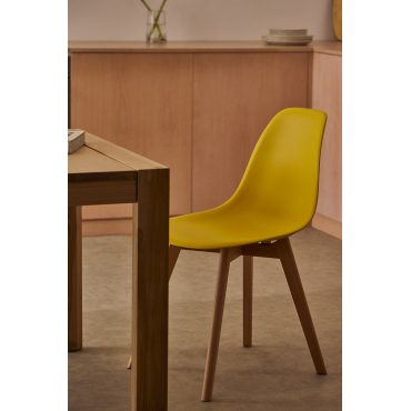 Set Van 2 Eetkamerstoelen In Polypropyleen En Beukenhout Scand Nordic Geel – Curry - Sklum