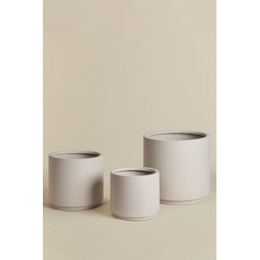 Set Van 3 Buitenpotten Ø45 Cm / Ø35 Cm / Ø25 Cm In Polystone Saturn Zand Grijs - Sklum