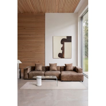 Modulaire Bank Met Chaise Longue Rechts, 3-delig ↔︎335 Cm Met Hoge Armleuning Bruna Bruin Koffie Suède - Sklum