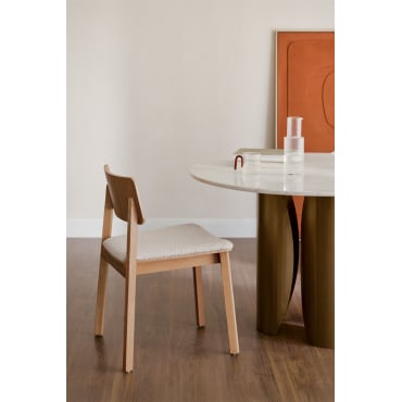 Set Van 2 Gilda Houten Eetkamerstoelen Natuurlijk Hout & Bouclé Wit - Sklum