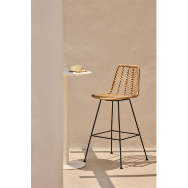 Hoge Tuinkruk In Gouda Natural Synthetisch Rotan Natuurlijk & ↑75 Cm & Zwart & Geen Kussen - Sklum