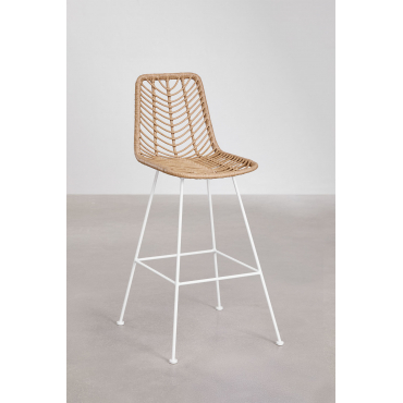 Hoge Tuinkruk In Gouda Natural Synthetisch Rotan Natuurlijk & ↑75 Cm & Wit & Geen Kussen - Sklum