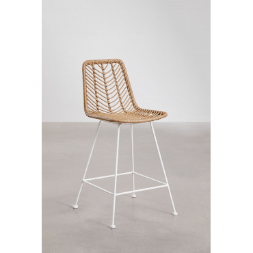 Set Van 2 Hoge Tuinkrukken In Gouda Natural Synthetisch Rotan Natuurlijk & ↑65 Cm & Wit & Geen Kussen - Sklum