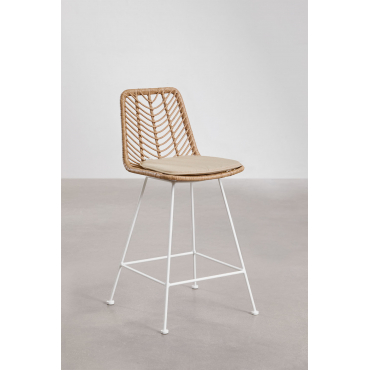 Set Van 2 Hoge Tuinkrukken In Gouda Natural Synthetisch Rotan Natuurlijk & ↑65 Cm & Wit & Bruin – Zand - Sklum