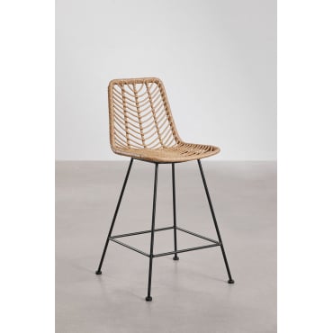 Verpakking Van 4 Hoge Krukken In Gouda Natural Synthetisch Rotan Natuurlijk & ↑65 Cm & Zwart & Geen Kussen - Sklum