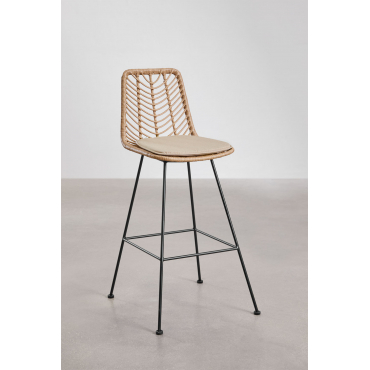 Verpakking Van 4 Hoge Krukken In Gouda Natural Synthetisch Rotan Natuurlijk & ↑75 Cm & Zwart & Bruin – Zand - Sklum